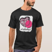 Bleekte Softball Girl Pink Leopard Print Heart T-shirt (Voorkant)