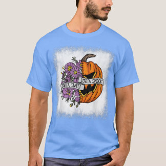 Bleekte Sorta Sweet Sorta Spooky Floral Scary Pum T-shirt