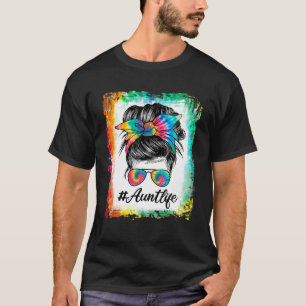 Bleekte tante Life Messy Bun Hair Sunbril Stropdas T-shirt