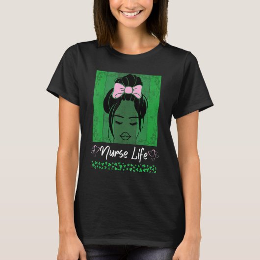 Bleekte zuster Life Messy Bun Leopard St Patricks T-shirt (Voorkant)