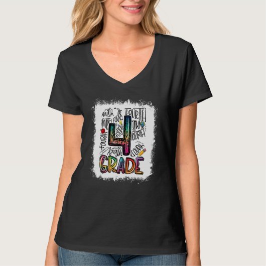 Bleektypografie 4e klas laatste schooldag t-shirt (Voorkant)