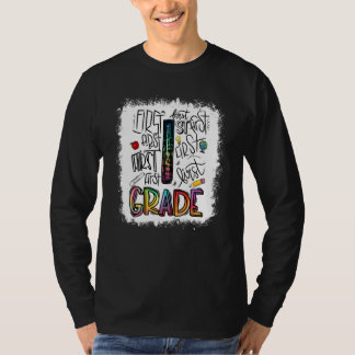 Bleektypografie eerste graad laatste dag van de sc t-shirt