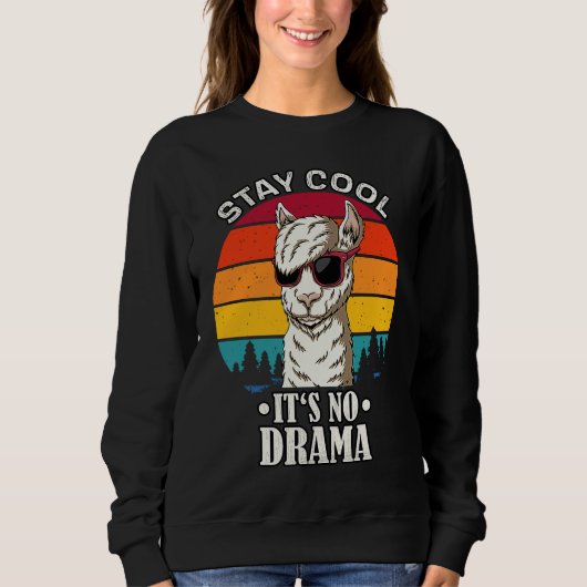 Bleib Cool No Drama retro vintage  llama Trui (Voorkant)