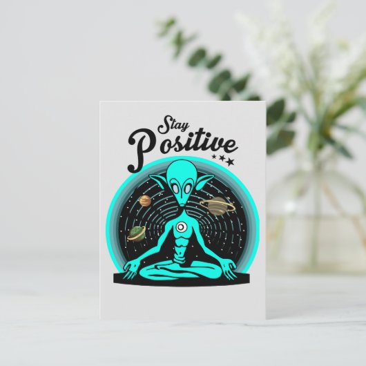 Bleib Positiv Alien Briefkaart (Staand voorkant)