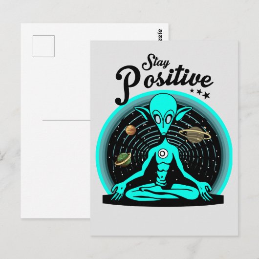 Bleib Positiv Alien Briefkaart (Voorkant / Achterkant)