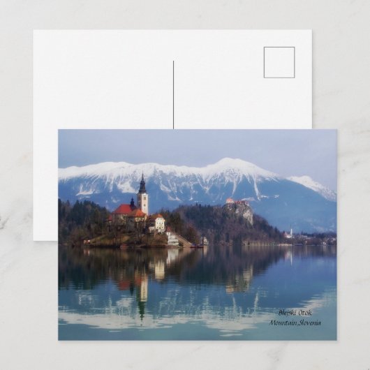 Blejski Otok Mountain, Slovenië Feestdagenkaart (Voorkant / Achterkant)