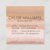 Bleke Abstracte Waterverf getextureerde strepen Vierkante Visitekaartje (Achterkant)