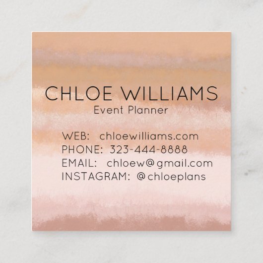 Bleke Abstracte Waterverf getextureerde strepen Vierkante Visitekaartje (Achterkant)