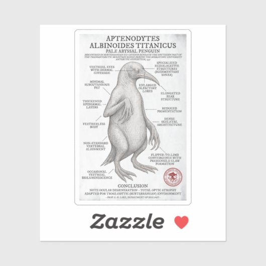 Bleke Abyssal Penguin (Miskatonic Antarctic Survey Sticker (Vel)