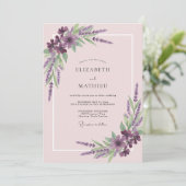 Bleke Amethist Tak Eucalyptus Bruiloft Kaart (Staand voorkant)