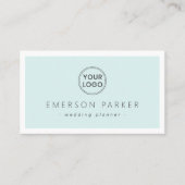 Bleke aqua blauw wit modern minimalistisch add log visitekaartje (Voorkant)