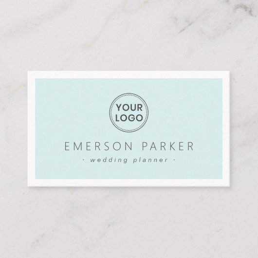 Bleke aqua blauw wit modern minimalistisch add log visitekaartje (Voorkant)