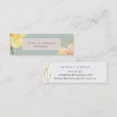 Bleke Aqua Blush Waterverf Floral Mini Visitekaartje (Voorkant / Achterkant)