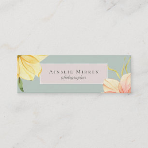 Bleke Aqua Blush Waterverf Floral Mini Visitekaartje