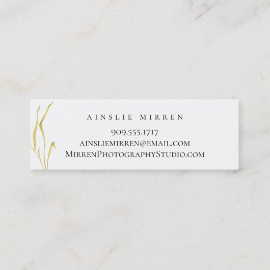 Bleke Aqua Blush Waterverf Floral Mini Visitekaartje (Achterkant)