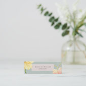 Bleke Aqua Blush Waterverf Floral Mini Visitekaartje (Staand voorkant)