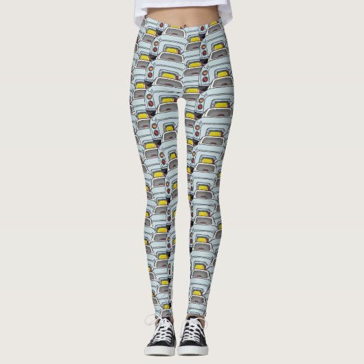 Bleke Aqua Figaro Car Pattern Figarations Leggings (Voorkant)