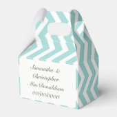 Bleke aquamarijn streep chevron bruiloft bedankdoosjes (Achterkant)