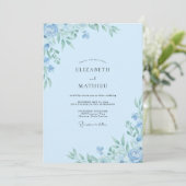Bleke Azuurblauwe Eucalyptus Bruiloft Kaart (Staand voorkant)