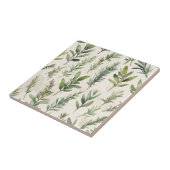 Bleke beige met zacht groen kruid tegeltje (Zijkant)