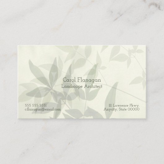 Bleke bladeren visitekaartje (Voorkant)