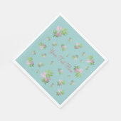 bleke blauw achtergrond met  roze bloemetjes servetten (Hoek)