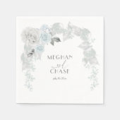 Bleke Blauw en Wit Rose Iridescent Foliage Servet (Voorkant)