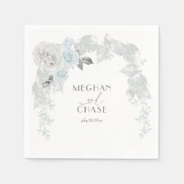 Bleke Blauw en Wit Rose Iridescent Foliage Servet