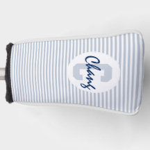 Bleke blauw grijs en witte strepen met monogram