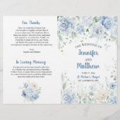 Bleke Blauw-Wit Bloemen Trouwprogramma (Voorkant)