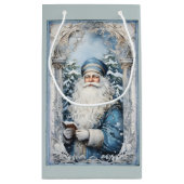Bleke blauw-witte kerstman klein cadeauzakje (Achterkant)