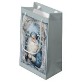 Bleke blauw-witte kerstman klein cadeauzakje (Achterkant Gekanteld)