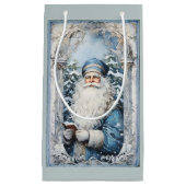 Bleke blauw-witte kerstman klein cadeauzakje (Voorkant)