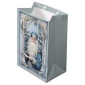 Bleke blauw-witte kerstman medium cadeauzakje (Voorkant Gekanteld)