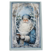 Bleke blauw-witte kerstman medium cadeauzakje (Voorkant)