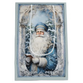 Bleke blauw-witte kerstman medium cadeauzakje (Achterkant)