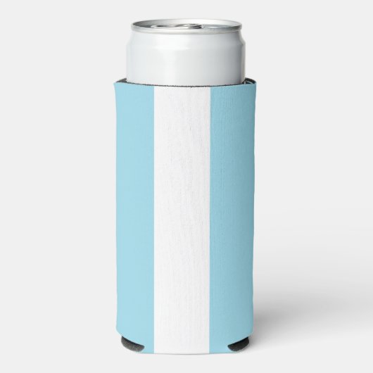 Bleke blauw-witte lijnen strepen seltzer blikjeskoeler (Seltzer Achterkant)