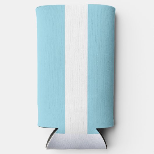 Bleke blauw-witte lijnen strepen seltzer blikjeskoeler (Voorkant)