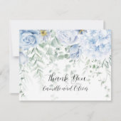 Bleke blauw-witte rozen bloemenbedankkaart bedankkaart (Voorkant)