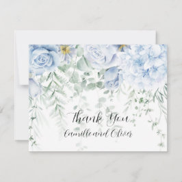 Bleke blauw-witte rozen bloemenbedankkaart bedankkaart