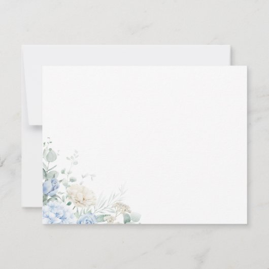 Bleke blauw-witte rozen bloemenbedankkaart bedankkaart (Achterkant)