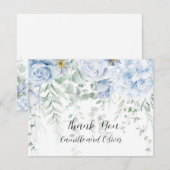 Bleke blauw-witte rozen bloemenbedankkaart bedankkaart (Voorkant / Achterkant)