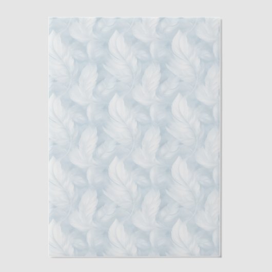 Bleke blauw-witte veren Vellum Overlay Vellum Uitnodigingen (Voorkant)