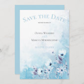 Bleke blauwe Anemone Garden Save the Date Kaart (Voorkant / Achterkant)