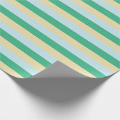 Bleke blauwe, Aqua Green en Beige strepen Cadeaupapier (Hoek)
