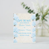 bleke blauwe bloem met uitzondering van de datum aankondigingskaart (Staand voorkant)