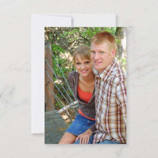 Bleke Blauwe Bloemen Foto Bewaar de Datum (Achterkant)