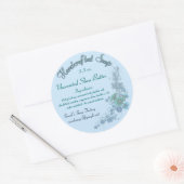 Bleke Blauwe Bloemen Handgemaakte Zeep Ronde Sticker (Envelop)