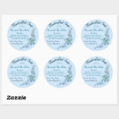 Bleke Blauwe Bloemen Handgemaakte Zeep Ronde Sticker (Vel)