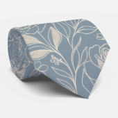 Bleke Blauwe Botanische Bloem- Stropdas (Opgerold)